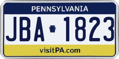 PA license plate JBA1823