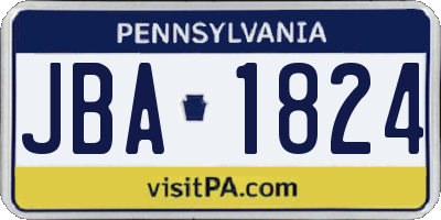 PA license plate JBA1824