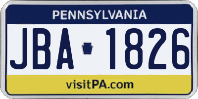 PA license plate JBA1826