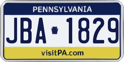 PA license plate JBA1829