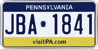 PA license plate JBA1841