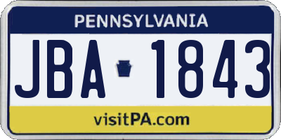 PA license plate JBA1843
