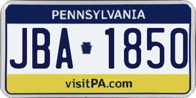 PA license plate JBA1850