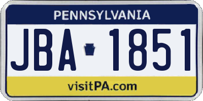 PA license plate JBA1851