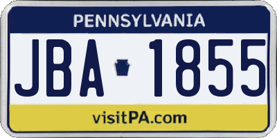 PA license plate JBA1855