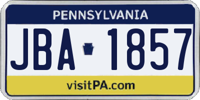PA license plate JBA1857