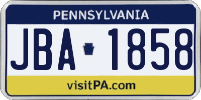 PA license plate JBA1858