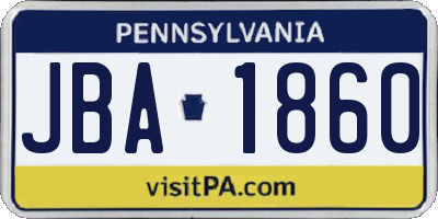 PA license plate JBA1860