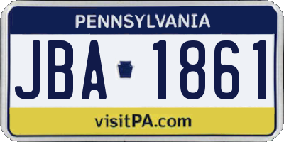 PA license plate JBA1861