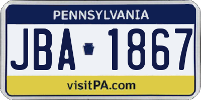 PA license plate JBA1867