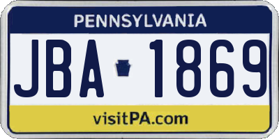 PA license plate JBA1869