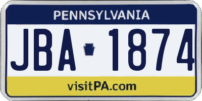PA license plate JBA1874