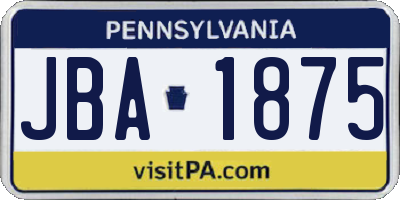 PA license plate JBA1875