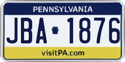 PA license plate JBA1876