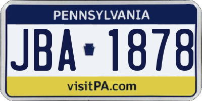 PA license plate JBA1878