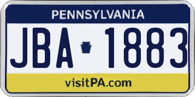 PA license plate JBA1883