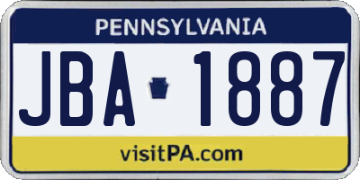 PA license plate JBA1887