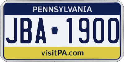 PA license plate JBA1900