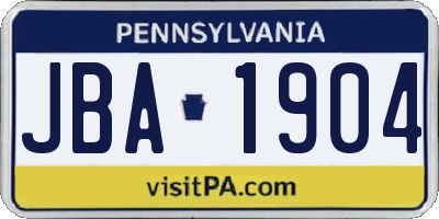 PA license plate JBA1904