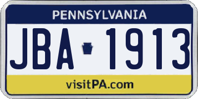 PA license plate JBA1913