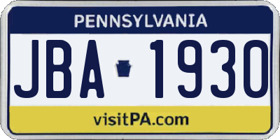PA license plate JBA1930