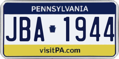 PA license plate JBA1944