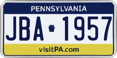 PA license plate JBA1957