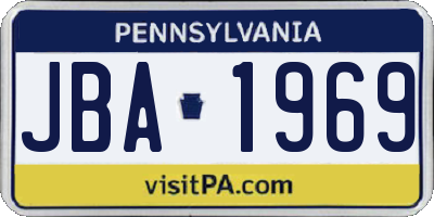 PA license plate JBA1969