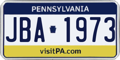 PA license plate JBA1973