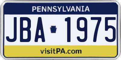 PA license plate JBA1975