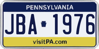 PA license plate JBA1976