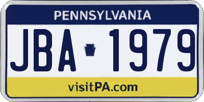 PA license plate JBA1979