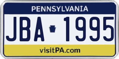 PA license plate JBA1995