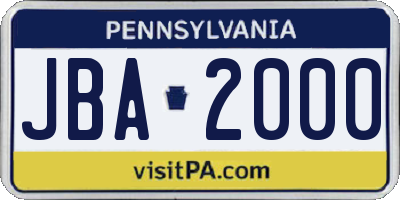 PA license plate JBA2000