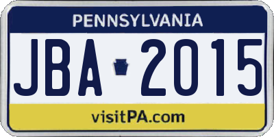 PA license plate JBA2015