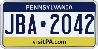PA license plate JBA2042