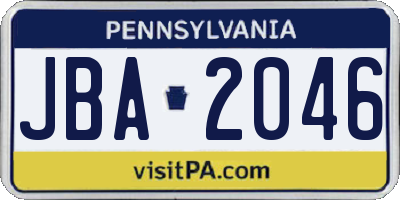 PA license plate JBA2046