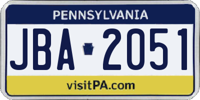 PA license plate JBA2051