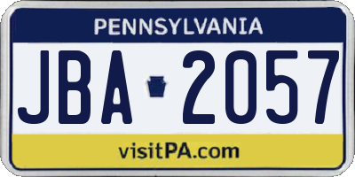 PA license plate JBA2057