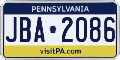 PA license plate JBA2086