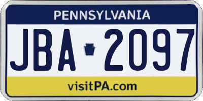 PA license plate JBA2097