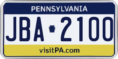 PA license plate JBA2100
