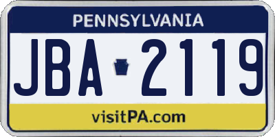 PA license plate JBA2119