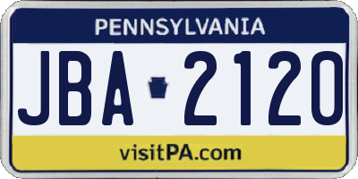 PA license plate JBA2120