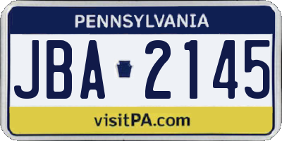 PA license plate JBA2145