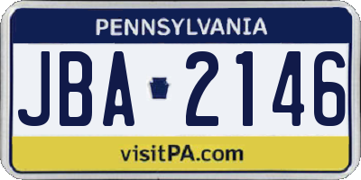 PA license plate JBA2146