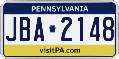 PA license plate JBA2148
