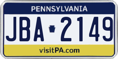 PA license plate JBA2149