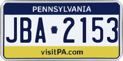 PA license plate JBA2153