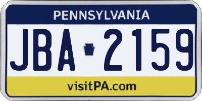 PA license plate JBA2159